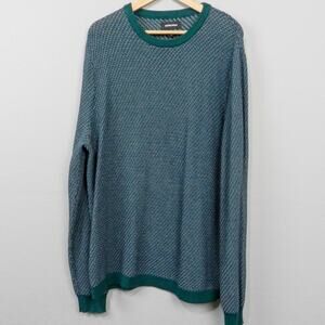 Nordstrom Crew Neck Pullover Sweater Green Tweedy Size L Casual‎ Knit Jumper